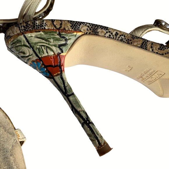 Giuseppe Zanotti Ankle Wrap Sandals w/Pearls and Art Heels - Picture 4 of 9